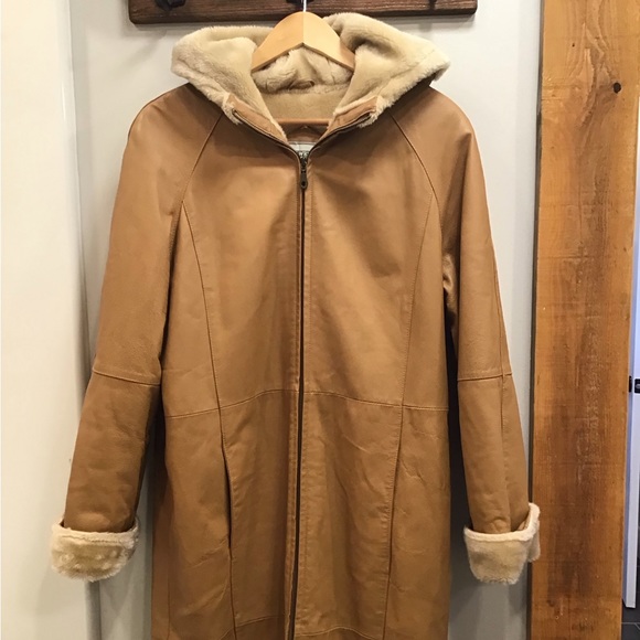 Vintage Fitz Wright Womens Leather Trench Coat Size S Hooded Maxi Penny Lane - Picture 4 of 16